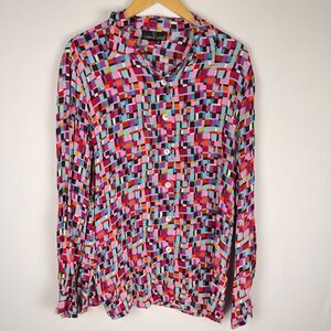 Carole Little Visual Button Down Blouse